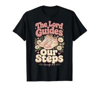 The Lord Guides Our Steps Proverbios 16:9 Versículo de la Biblia Camiseta gráfica económica, Hombre, Negro, M