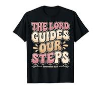 The Lord Guides Our Steps Proverbios 16:9 Versículo de la Biblia Camiseta gráfica económica, Hombre, Negro, XL