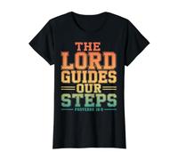 The Lord Guides Our Steps Proverbios 16:9 Versículo de la Biblia Camiseta gráfica económica, Mujer, Negro, M