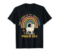 The Lord is My Shepherd Christian Faith Cordero Retro Rainbow Camiseta