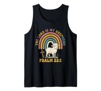 The Lord is My Shepherd Christian Faith Cordero Retro Rainbow Camiseta sin Mangas