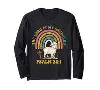 The Lord is My Shepherd Christian Faith Cordero Retro Rainbow Manga Larga