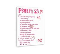 The Lord Is My Shepherd Wall Decor Pink Bow Bible Verse Psalm 23 Canvas Paintings for Christian Girls Women Room Home Wall Art Decor(Framed,16x24inch(40x60cm))