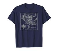 The Lord of The Rings Map of Middle Earth Camiseta, Hombre, Azul Marino, S