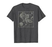 The Lord of The Rings Map of Middle Earth Camiseta, Hombre, Jaspeado Oscuro, S