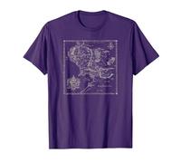 The Lord of The Rings Map of Middle Earth Camiseta, Hombre, Morado, 3XL