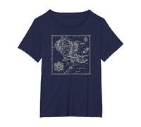 The Lord of The Rings Map of Middle Earth Camiseta, Mujer Tallas Grandes, Azul Marino, 1XL Grande