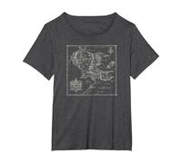 The Lord of The Rings Map of Middle Earth Camiseta, Mujer Tallas Grandes, Jaspeado Oscuro, 1XL Grande