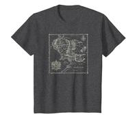 The Lord of The Rings Map of Middle Earth Camiseta, Niños, Jaspeado Oscuro, 6 años
