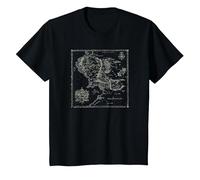 The Lord of The Rings Map of Middle Earth Camiseta, Niños, Negro, 12 años