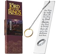The Lord of the Rings Marcapáginas de Metal con Colgante para Niños, Adultos y Adolescentes (Plata con Anillo)