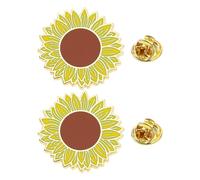 The Lord of the Tools 2 broches de solapa de metal esmaltado de girasol con hebilla de mariposa invisible, girasol amarillo vivo para decorar mochilas, sombreros, ropa, 30x 30mm, Metal, No es una