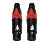 The Lord of the Tools 2 conectores XLR hembra de 3 pines, conectores XLR de 3 pines en línea para micrófono, conector de cable de micrófono, conector de audio y altavoz, color rojo