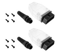 The Lord of the Tools 2 juegos de conectores OBD2 de 16 pines de 12 V OBDII macho con carcasa de tornillo para coche y camión, transparente
