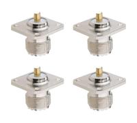 The Lord of the Tools 4 Piezas Conector SO239 Conector de Brida de Panel UHF Conector de Panel de 4 Orificios para Antena Equipo de LAN Inalámbrica Cable Coaxial de 25 X 25 Mm