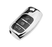 The Lord of the Tools Funda para llave de coche de TPU con 3 botones, a prueba de caídas, color plateado, compatible con Ford Focus, Fiesta, C-Max, S-Max, Kuga Mondeo MK4