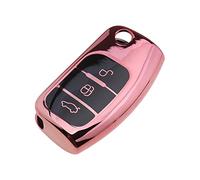 The Lord of the Tools Funda para llave de coche de TPU con 3 botones, a prueba de caídas, color rosa, compatible con Ford Focus, Fiesta, C-Max, S-Max, Kuga Mondeo MK4