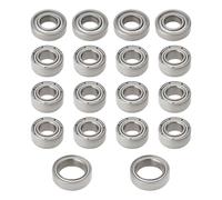 The Lord of the Tools Juego de 18 rodamientos de bolas de acero compatibles con T-Amiya MB-01 5 x 11 x 3 mm, 5 x 10 x 4 mm, 8 x 12 x 3,5 mm, color plateado