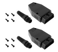 The Lord of the Tools Juego de 2 conectores OBD2 de 16 pines de 12 V OBDII macho con carcasa de tornillo para coche y camión, color negro