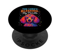 The Lords Blessing Poodle Dog Faith Diseño Colorido PopSockets PopGrip Adhesivo