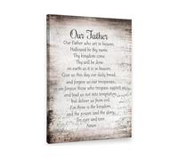 The Lord's Prayer Wall Art, Our Father Christian Scripture Print, Inspirational Bible Verse Decor for Prayer Room, Home Office, Church Canvas(Framed,16x24inch(40x60cm))