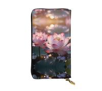 The Lotus in Full Bloom - Cartera larga de piel con estampado de flor (7.5 x 4.1 pulgadas) | Compartimento multifunción extragrande | Gran regalo