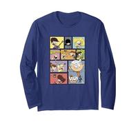 The Loud House Panel Portrait Logo Manga Larga, Unisex para Adultos, Azul Marino, S