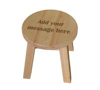 The Lovely Keepsake Company Taburete infantil de madera personalizable con mensaje grabado personalizado, asiento de madera maciza, regalo único para niños, 26 cm de ancho x 26 cm de alto