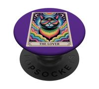 The Lovers Mystic Cat Ally - Arte del orgullo del tarot arcoíris LGBTQ PopSockets PopGrip Adhesivo