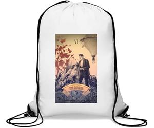 The Lovers Tarot Card Art Logo - Saco de gimnasio informal con cordón, color blanco, White, Talla única