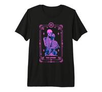 The Lovers Tarot Card Astrología Oculta Cráneo Rosa Camiseta Premium