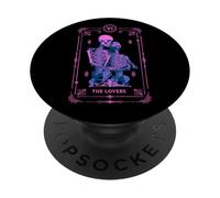 The Lovers Tarot Card Astrología Oculta Cráneo Rosa PopSockets PopGrip Adhesivo