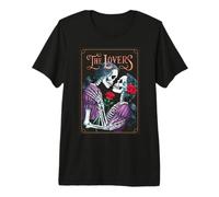 The Lovers Tarot Card Oculto Esqueleto Rosas Gótico Besos Camiseta Premium