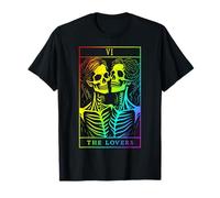 The Lovers Tarot Card Oculto Goth Lesbianas Esqueleto Halloween Camiseta