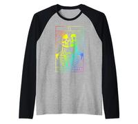 The Lovers Tarot Card Oculto Goth Lesbianas Esqueleto Halloween Camiseta Manga Raglan