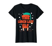 The Lunch Lady Elf - Pijama navideño Divertido a Juego para la Familia Camiseta gráfica económica, Mujer, Negro, S