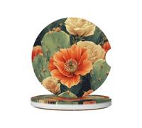 The Lush Cactus Is In Bloom - Juego de 2 posavasos universales de cerámica antideslizantes para mujeres y hombres, accesorios para el interior del automóvil, absorbentes para portavasos