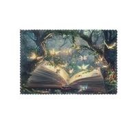 The Magic Book Of Scenery - Juego de 6 manteles individuales lavables y fáciles de limpiar, adecuados para uso en interiores y exteriores para mesa de comedor