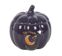 The Magic Is in You - Quemador de Aceite de Calabaza, cerámica Azul Medianoche, diseño de Estrellas Doradas y Luna Creciente, difusor de Fragancia otoñal Acogedor, Aroma Personalizable, Regalo