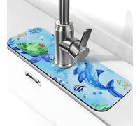 The Magic of The Ocean - Tapete de secado para fregadero de cocina, tapete de secado súper absorbente para cocina, baño, fregadero, cafetería, bar, grifo, decoración de regalos (15 x 5.5 pulgadas)
