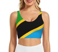 The Magic Tree Rising in the Mountains - Brasier deportivo para mujer, alto apoyo, cómodo y elegante para todos tus entrenamientos, Bandera de Tanzania 11, XL