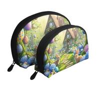 The Magical Easter Path - Bolsas de maquillaje impresas de 2 piezas, portátil, bolsa de aseo de viaje, White, Talla única