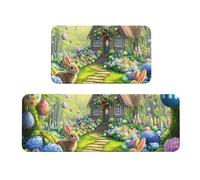 The Magical Easter Path - Juego de 2 tapetes de madera antideslizantes para cocina, antifatiga, tapetes largos para el hogar y la oficina