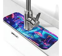 The Magical Mushroom Forest Glow - Tapete de grifo para fregadero de cocina, tapete de secado súper absorbente para cocina, baño, fregadero, cafetería, bar, grifo, decoración de regalos (15 x 5.5