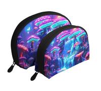 The Magical Mushroom Forest Glows - Bolsas de maquillaje estampadas de 2 piezas portátiles de viaje, White, Talla única
