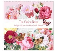 The Magical Roses Collages with Roses from Pierre Joseph Redouté (Calendar 2026 12" x 24" / 30 x 60 cm (abierto)) CALVENDO 12 Month Wall Calendar