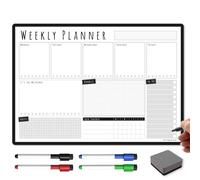 The Magnet Shop Planificador semanal magnético/Tienes este A3 | Planificador de pizarra blanca de borrado en seco | con 4 rotuladores de borrado en seco y borrador Carbón A3-WP2