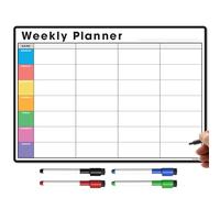 The Magnet Shop Planificador y organizador semanal magnético A3 | Pizarra personalizable para tareas familiares o de negocios y planificación de comidas, con 4 plumas magnéticas Multicolor Estilo 2 A3