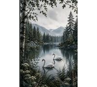 The Majestic Swans: A Premium Lined Hardcover Journal Inspired by Graceful Swans, Mountain Lakes, Peaceful Nature, Scandinavian Landscapes, Wildlife, and Timeless Beauty