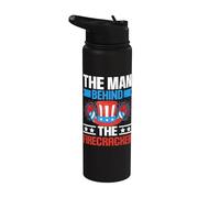 The Man Behind The Firecracker 4th Of July American Flag Stainless Steel Insulated Water Bottle